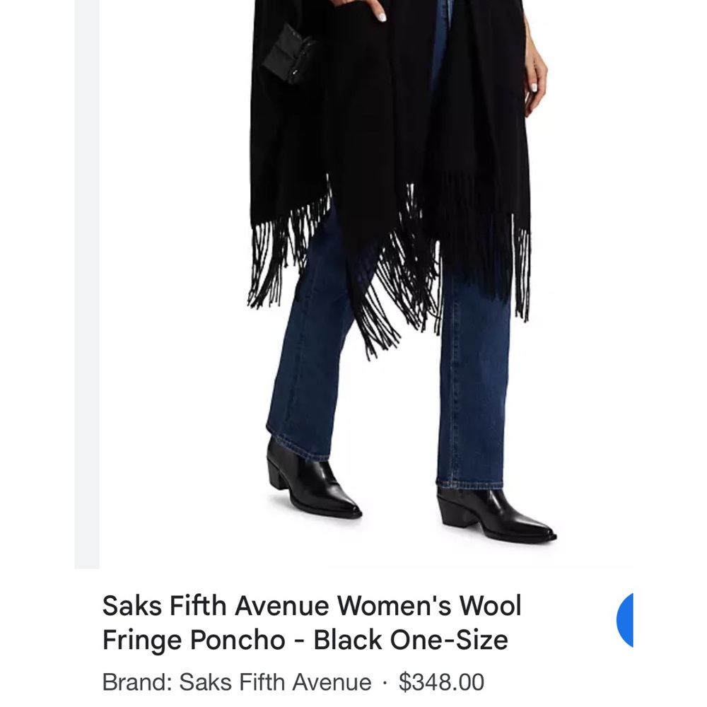 Saks fifth Avenue Lamb’s wool black fringe long cape goth styled Scottish Y2K